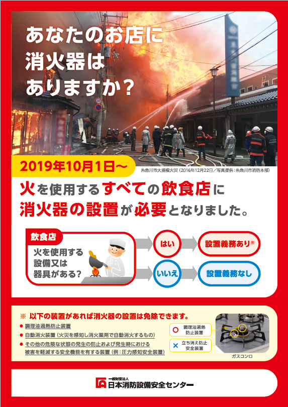 飲食店の消火器設置義務化の表面
