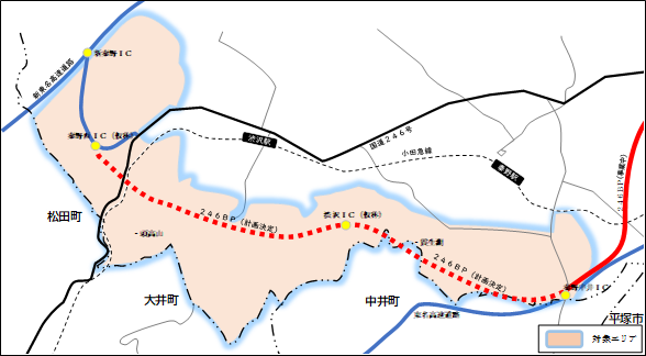 渋沢丘陵周辺土地利用構想の対象エリア