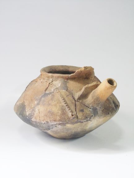 土瓶のような形で注ぎ口が突き出た注口土器の写真