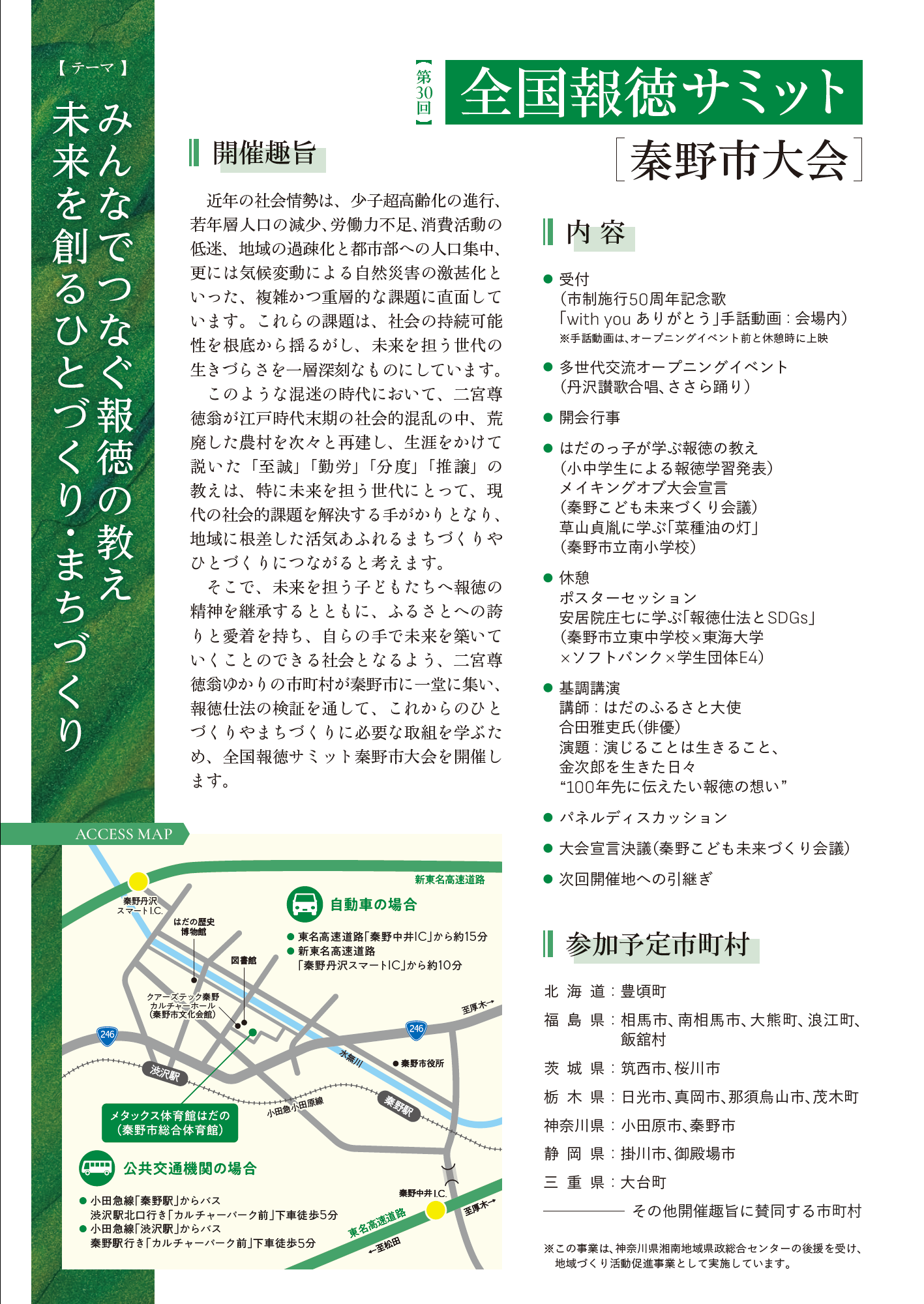 第30回全国報徳サミット秦野市大会チラシ