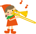子どもがトランペットを吹いているイラスト