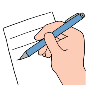 書類にボールペンで書いているイラスト