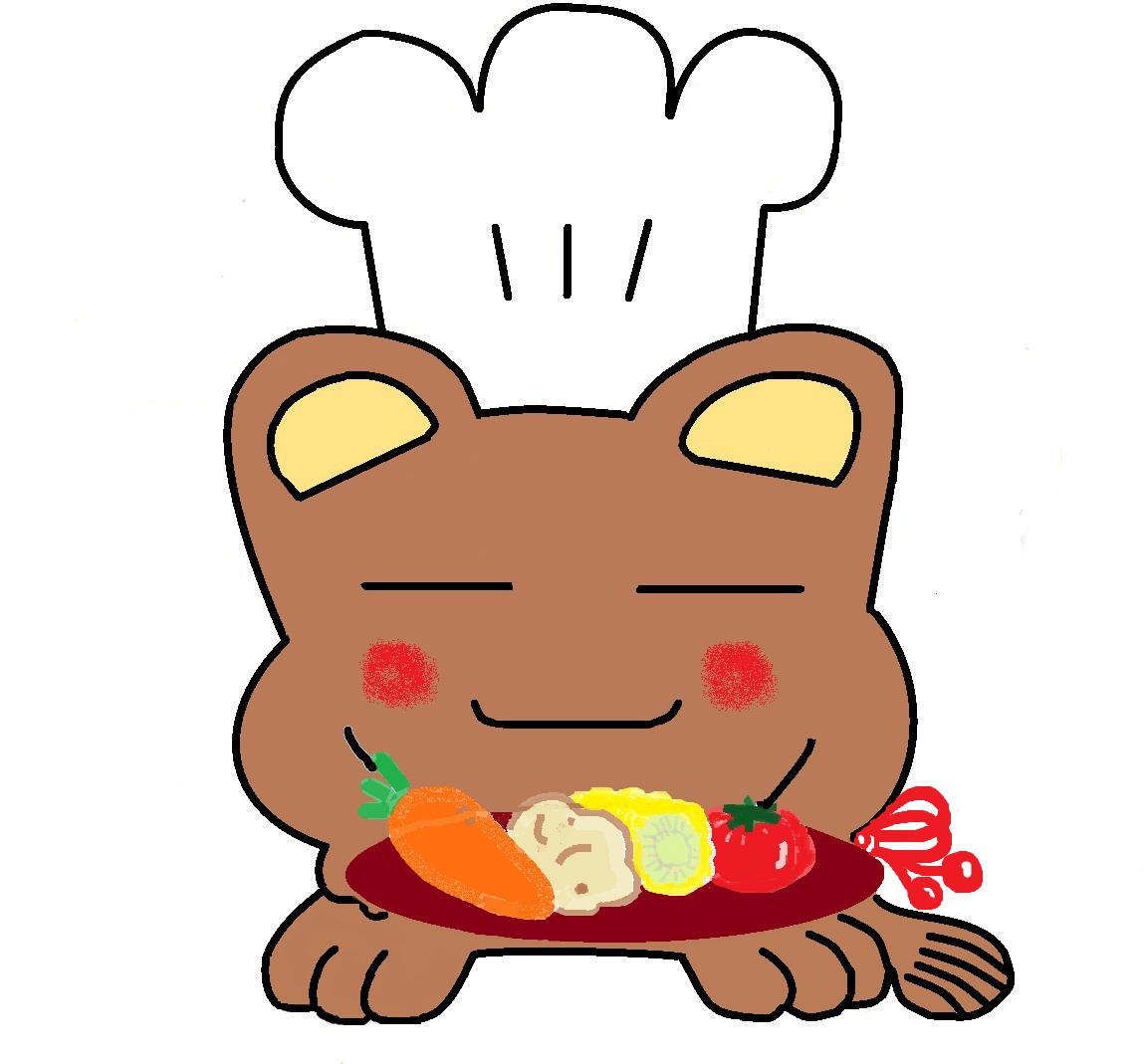 料理を持ったボンチーヌのイラスト