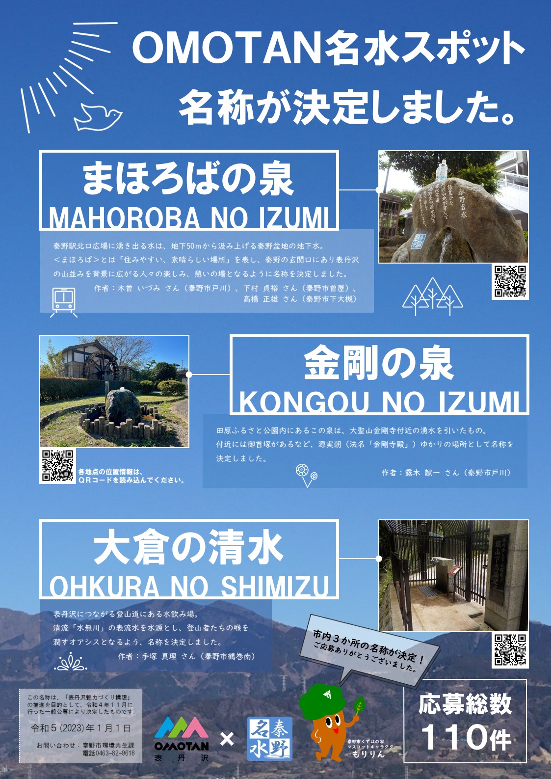 OMOTAN名水スポット名称が決定しましたのチラシ