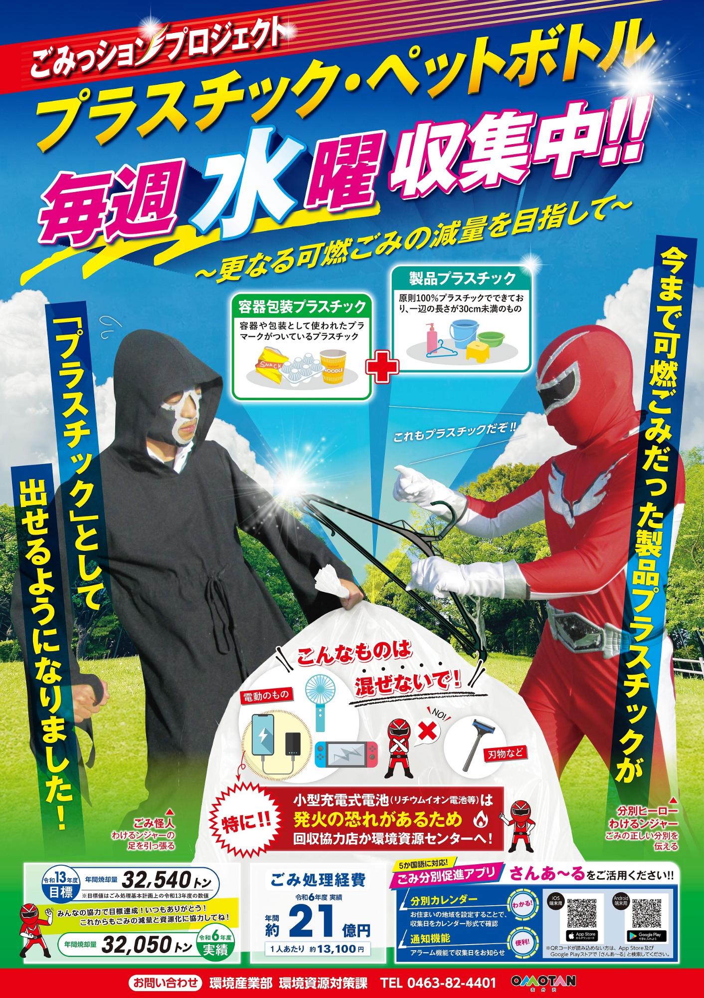 ごみっションプロジェクト プラスチック・ペットボトル毎週水曜収集中!令和7年度啓発用チラシ