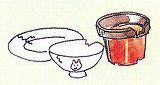 欠けたりひびが入った食器や鉢のイラスト