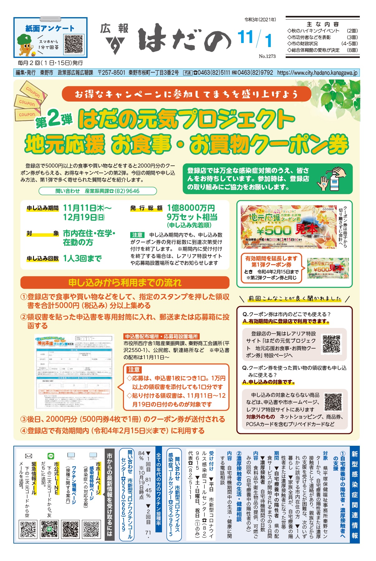 広報はだの11月1日号表紙