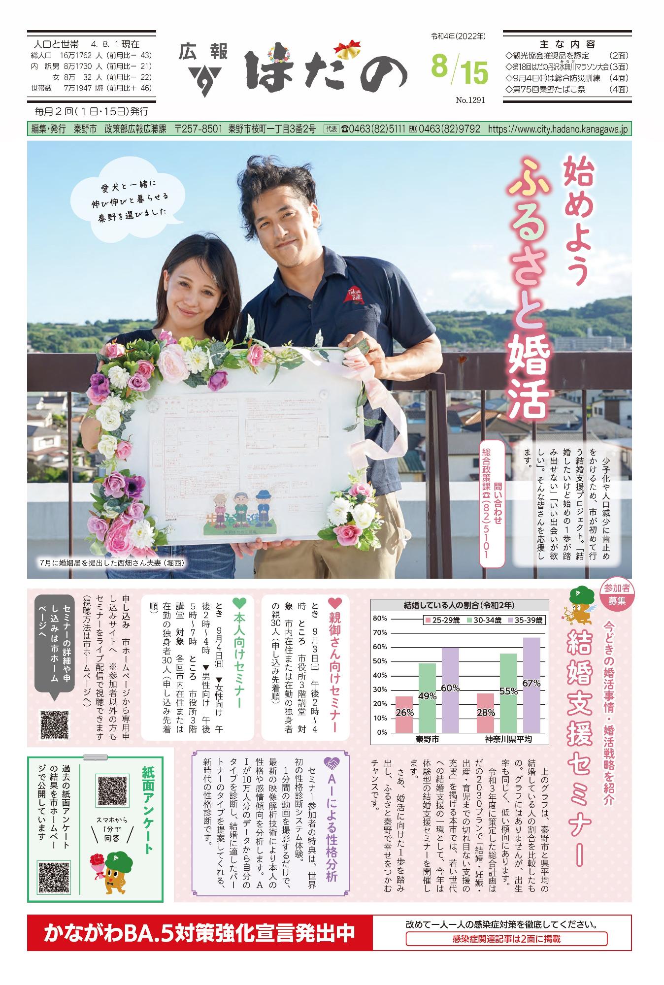 広報はだの8月15日号表紙