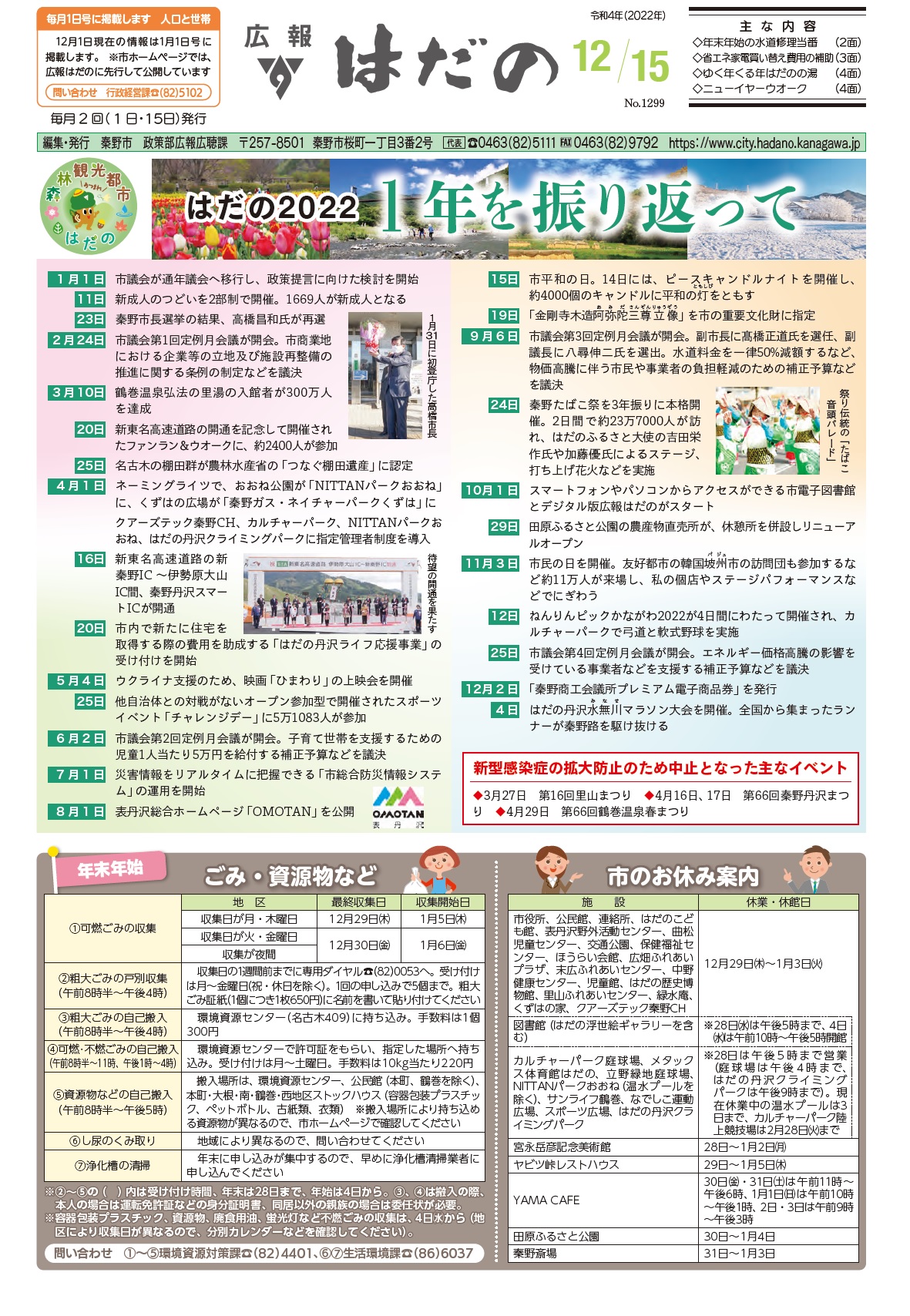 広報はだの12月15日号表紙