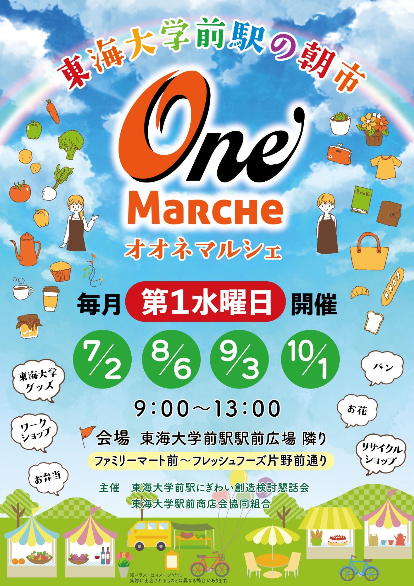 東海大学前駅の朝市 オオネマルシェのポスター