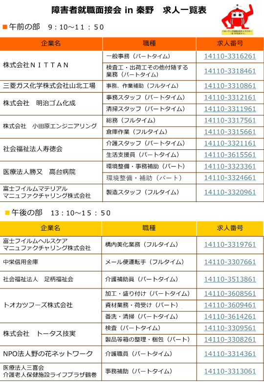 求人一覧表