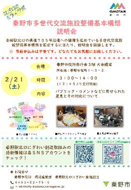 秦野市多世代交流施設整備基本構想説明会チラシ