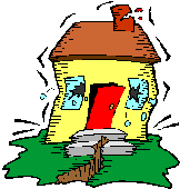 地震で壊れる家のイメージのイラスト