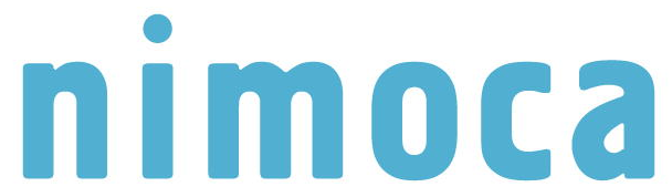 青みがかった水色で「nimoca」と書かれたシンプルなデザインの交通系ICカードのロゴマーク