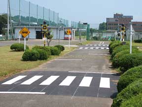 交通公園内の横断歩道と踏切