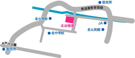 北幼稚園の場所を示した案内図