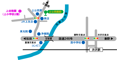 上幼稚園の場所を示した案内図