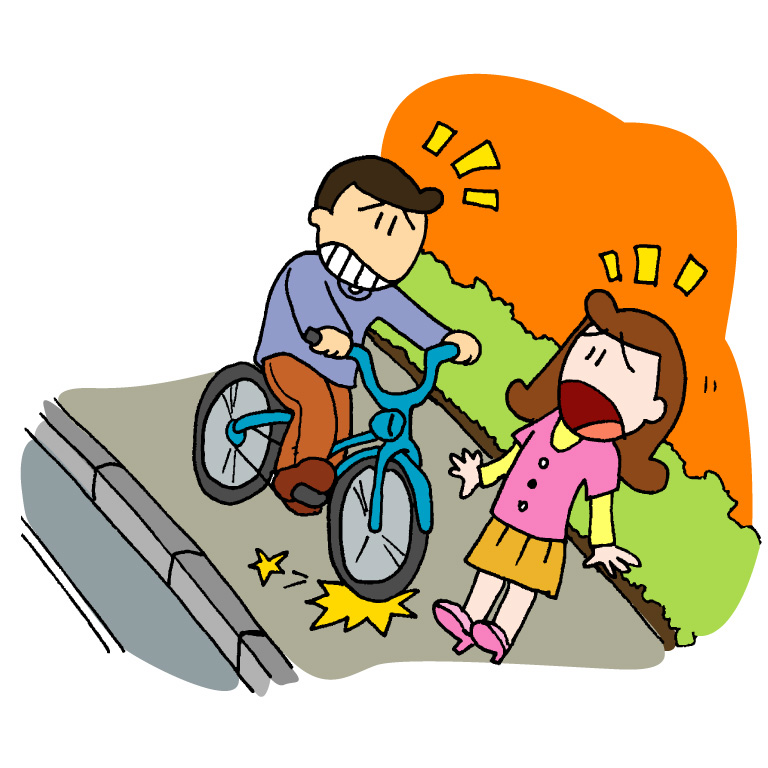 自転車に乗った男性が歩行者妨害するイラスト