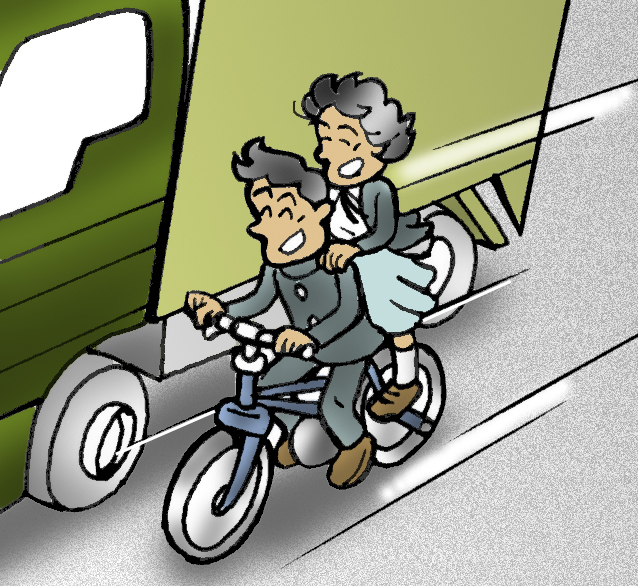 自転車の二人乗りのイラスト
