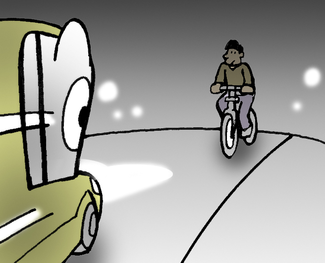 自転車の無灯火運転をしているイラスト