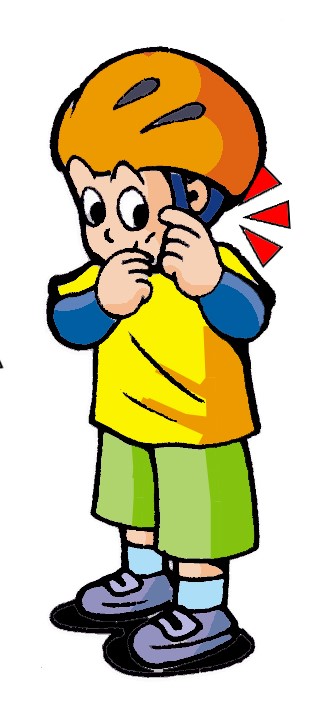 男の子がヘルメットを着用するイラスト