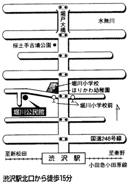 堀川公民館の場所を示した地図