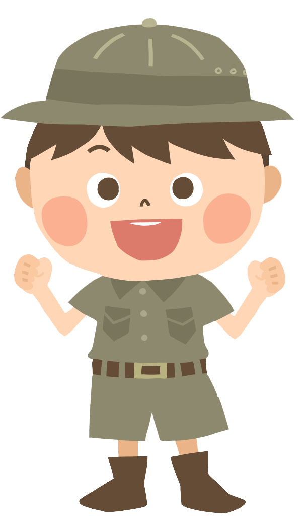 カーキ色の探検服を着た男の子のイラスト