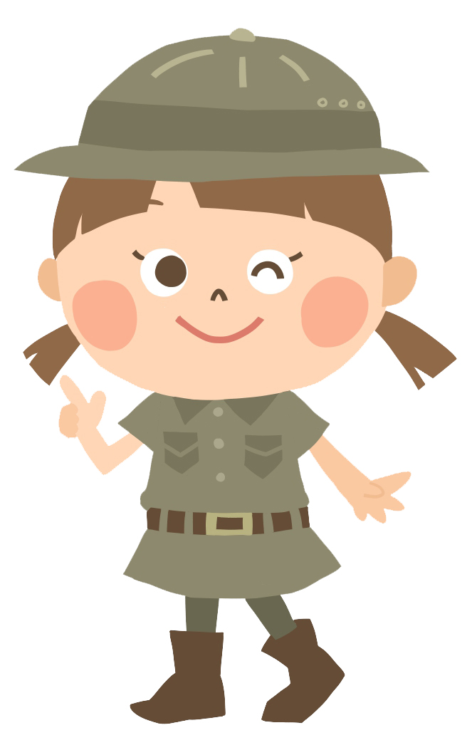 カーキ色の探検服を着た女の子のイラスト