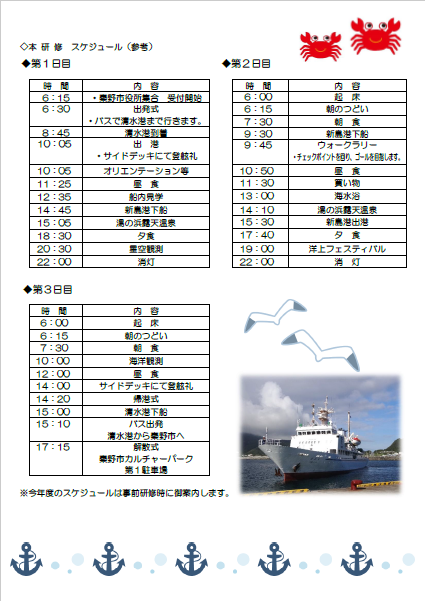令和7年度洋上体験研修 参加申込書（裏）