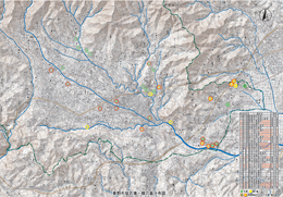 右下には凡例が掲載されている秦野市域の古墳・横穴墓の分布図