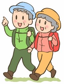 男女2名がリュックを背負って歩いている様子