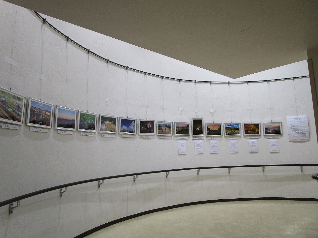 壁面に多数の写真が展示されている様子