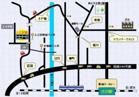 上公民館までの道順を示した地図