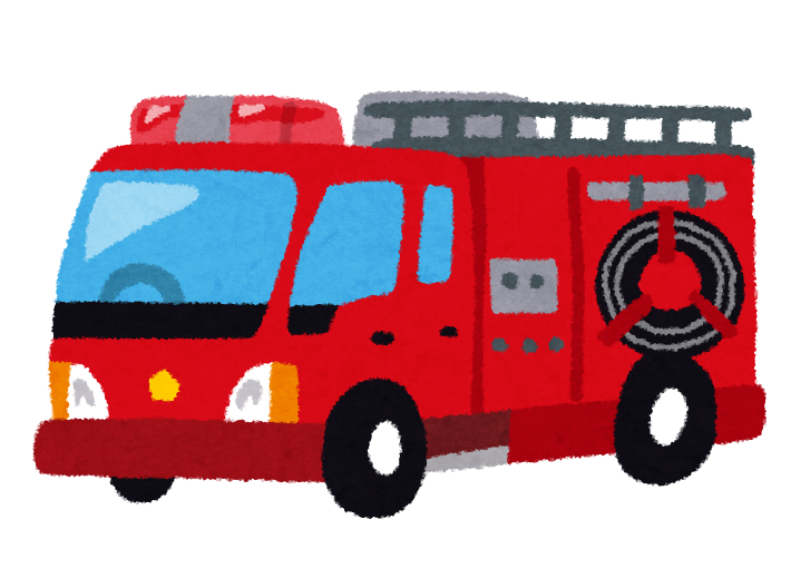 赤い車体をした消防車のイラスト