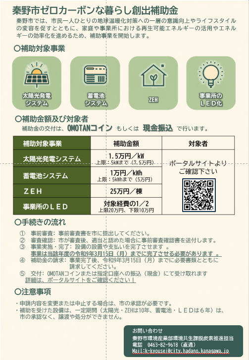 ゼロカーボンな暮らし創出補助金チラシ