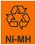 オレンジ色の四角の中に、リサイクルの矢印マークと「Ni-MH」という文字が配置された、ニッケル水素電池マークのアイコン画像