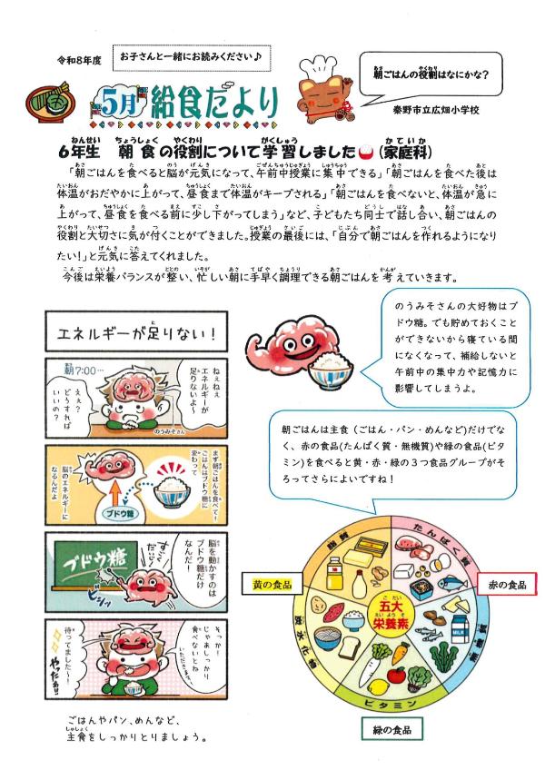 5月きゅうしょくだより