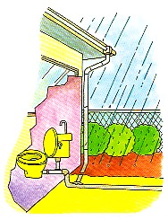 雨水を汚水管に流さないでください