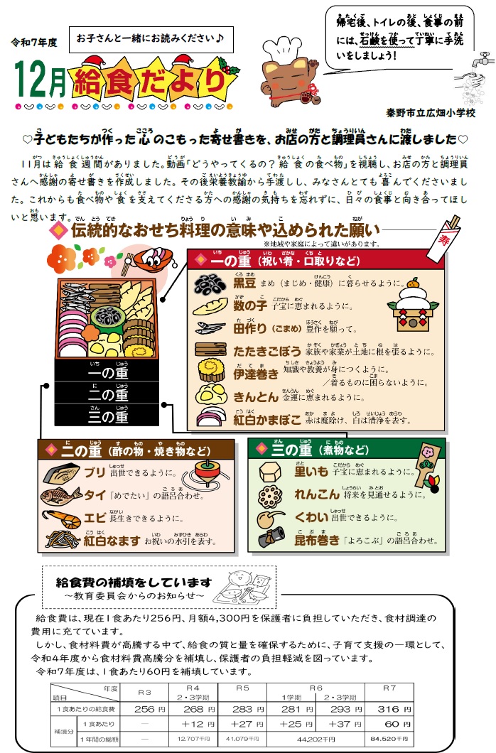 きゅうしょくだより１２月