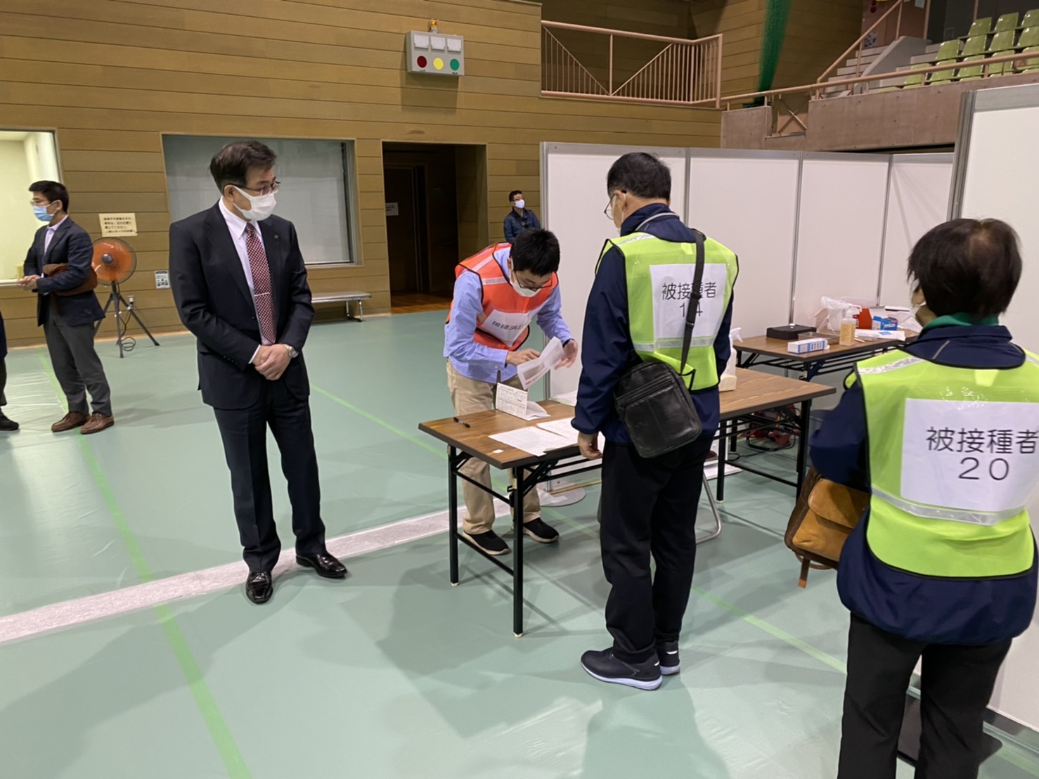 集団接種会場運営訓練の様子